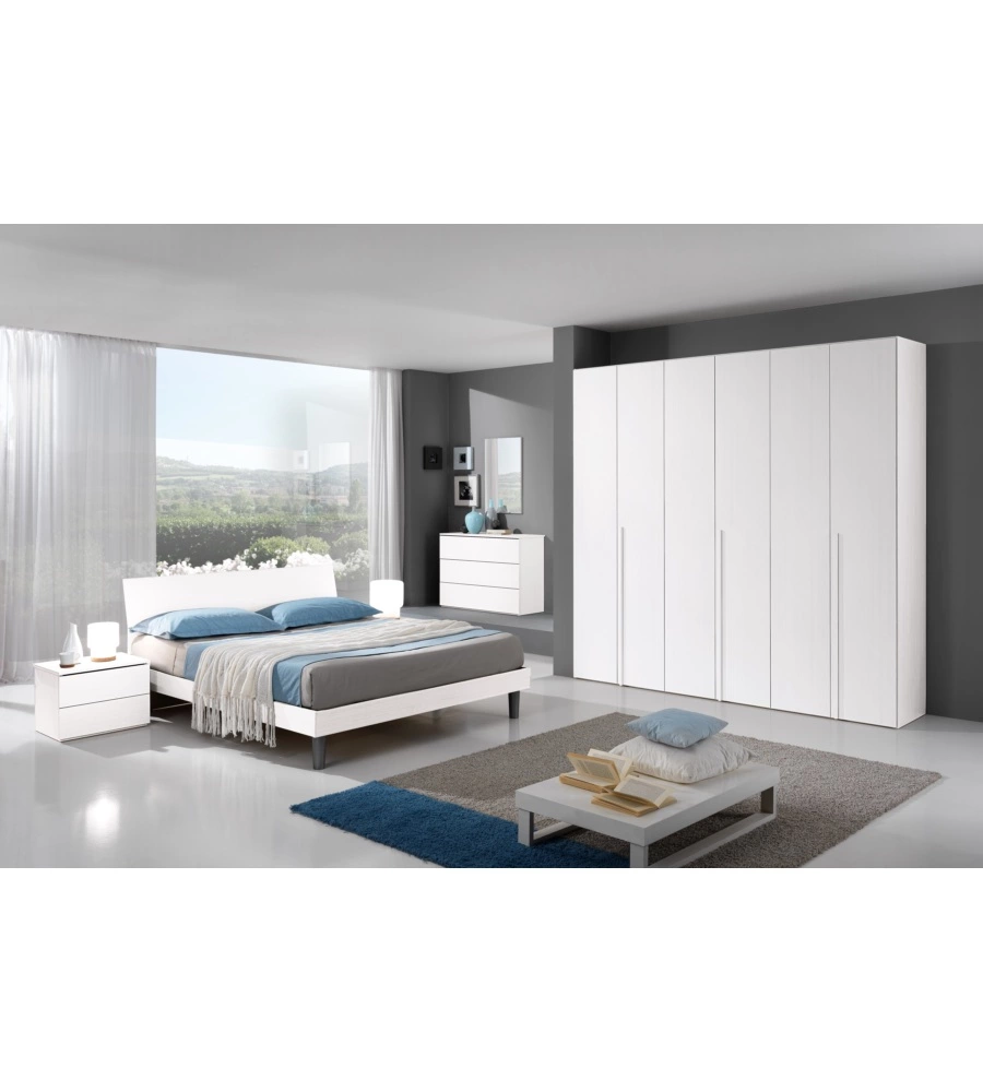 Set di 2 comodini "giotto" 2 cassetti bianco fiammato, 49x38x41 cm